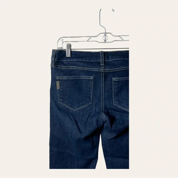 0706. PAIGE PEG SKINNY JEANS DARK WASH IN COLOR RAW HEM SIZE SEE MEASUREMENTS - Picture 8 of 10